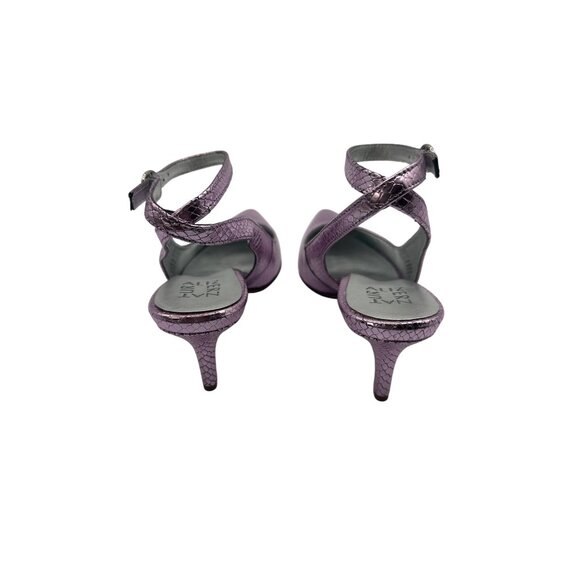 Naturalizer 7M Metallic Pink Snake Embossed Pointed Toe Heels With Ankle Strap - Picture 7 of 11